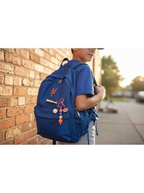 New York Mets Baseball-Themed Keychain With Mini Bat Beads & Charm In Team Color